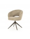ALISSA Spisebordsstol med armlæn og drejefod i stål og bouclé polyester H80 cm - Mat bronze/Taupe