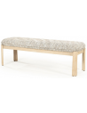 LOTTIE Bænk i egetræ og bouclé polyester 143 x 48 cm - Eg/Meleret taupe