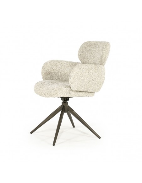 spisebordsstol med armlæn og drejefod drej drejefunktion moderne design stof boucle