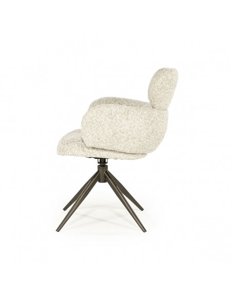 spisebordsstol med armlæn og drejefod drej drejefunktion moderne design stof boucle