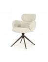 DARCIO Spisebordsstol med armlæn og drejefod i stål og bouclé polyester H87 cm - Mat bronze/Beige