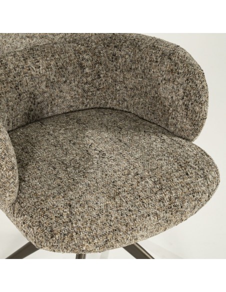 spisebordsstol med armlæn og drejefod drej drejefunktion moderne design stof boucle