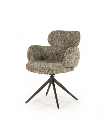 spisebordsstol med armlæn og drejefod drej drejefunktion moderne design stof boucle