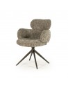 DARCIO Spisebordsstol med armlæn og drejefod i stål og bouclé polyester H87 cm - Mat bronze/Meleret taupe