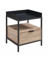 BELA Sengebord i metal og møbelplade H50,5 x B40 x D35 cm - Sort/Eg