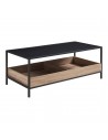 BELA Sofabord i metal og møbelplade H38,5 x B100 x D48 cm - Sort/Eg
