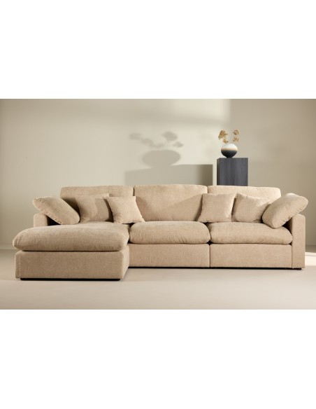 chaiselongsofa chaiselong sofa moderne design stof beige sand lys