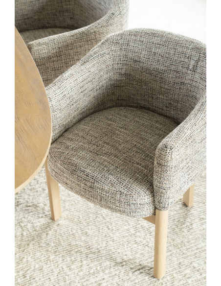 spisebordsstol med armlæn eg egetræ træ moderne design stof boucle