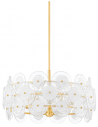 ZOELLA Lysekrone i stål og glas Ø60 cm 5 x E14 - Aldret messing/Opalhvid/Klar