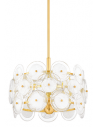 ZOELLA Lysekrone i stål og glas Ø40 cm 3 x E14 - Aldret messing/Opalhvid/Klar