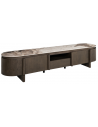 LANGFORD Tvbord i egetræsfinér, MDF og keramik H45,5 x B220 x D47 cm - Brun/Brun marmor