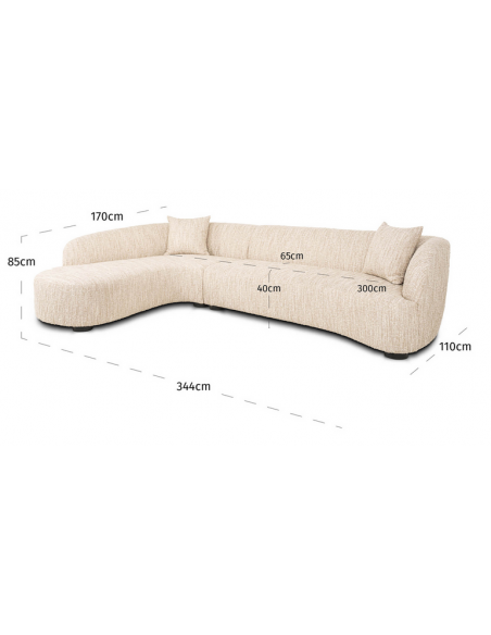 sofa chaiselong chaiselongsofa boucle beige stof moderne design