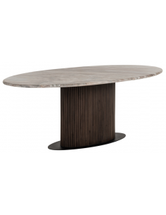 ovalt spisebord 200 brun marmor