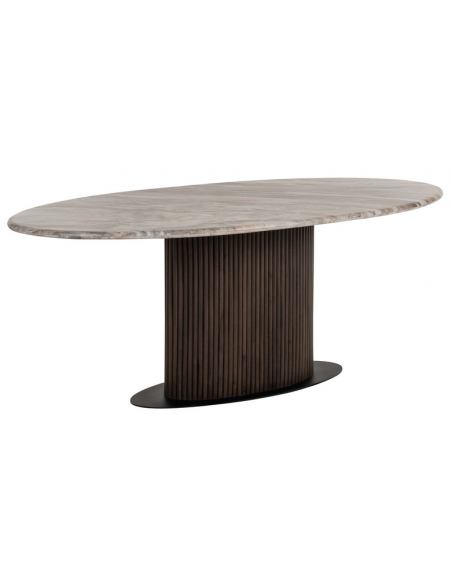 ovalt spisebord 200 brun marmor