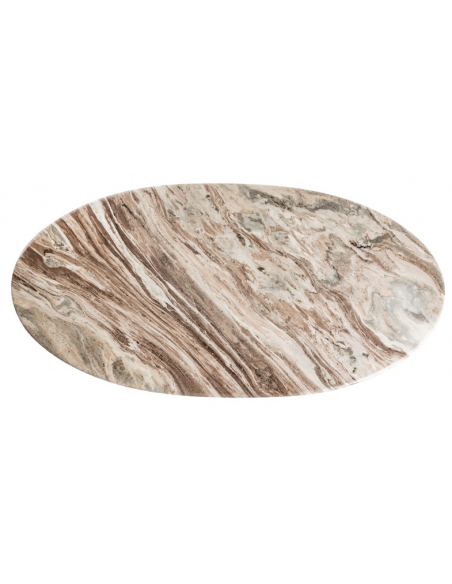 ovalt spisebord 200 brun marmor