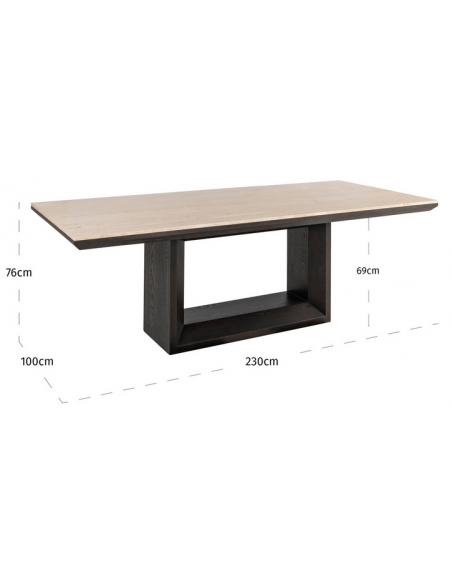 moderne design spisebord travertin sten egetræ træ