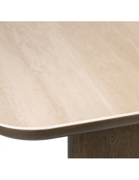 moderne design spisebord travertin sten egetræ træ