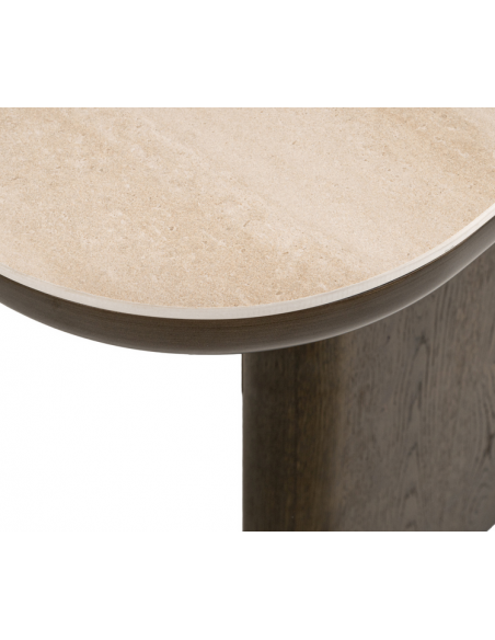 moderne design spisebord travertin sten egetræ træ