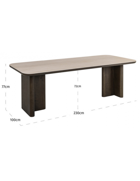 moderne design spisebord travertin sten egetræ træ