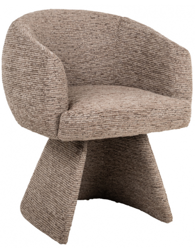 QUIRIRO Spisebordsstol med drejefod og armlæn i chenille polyester H77 cm - Mokkabrun