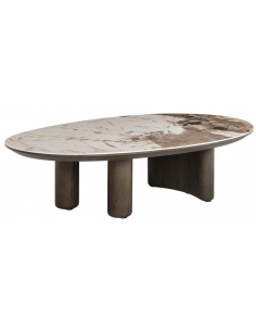 ovalt sofabord brun træ