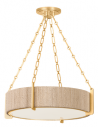 QUEBEC Lysekrone i stål, fiberreb og glas Ø56 cm 4 x E14 - Antik bladguld/Natur/Hvid