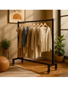 tøjstativ garderobe garderobestativ stativ på hjul sort 2