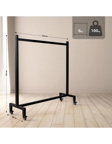 tøjstativ garderobe garderobestativ stativ på hjul sort