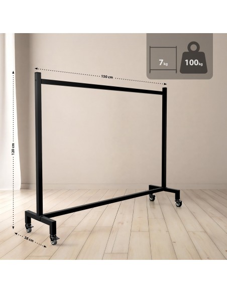 tøjstativ garderobe garderobestativ stativ på hjul sort