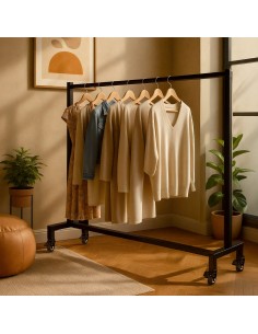 tøjstativ garderobe garderobestativ stativ på hjul sort 2