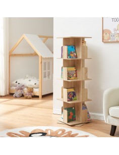 reol til børn børneværelse indretning opbevaring legetøj bogreol drejefod eg