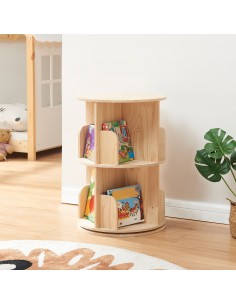 reol til børn børneværelse indretning opbevaring legetøj bogreol drejefod eg