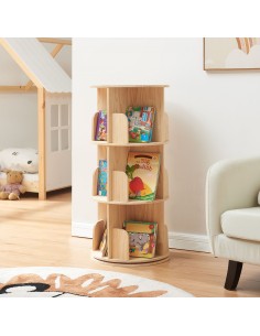 reol til børn børneværelse indretning opbevaring legetøj bogreol drejefod eg