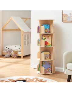 reol til børn børneværelse indretning opbevaring legetøj bogreol drejefod eg