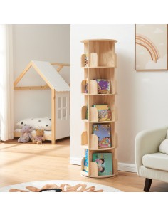 reol til børn børneværelse indretning opbevaring legetøj bogreol drejefod eg