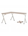 Hjørneskrivebord i metal og møbelplade 158 x 120 cm - Hvid/Lys eg