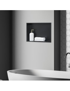 hylde til badeværelse brusekabine indbygning indbygningshylde sort 2