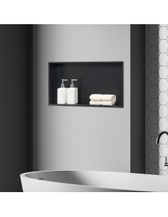 hylde til badeværelse brusekabine indbygning indbygningshylde sort 2