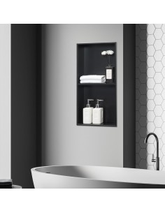 hylde til badeværelse brusekabine indbygning indbygningshylde sort 2