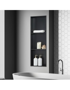 hylde til badeværelse brusekabine indbygning indbygningshylde sort 2