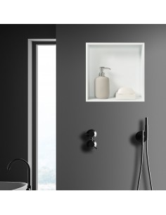 hylde til badeværelse brusekabine indbygning indbygningshylde hvid 2