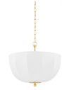 MESHELLE Loftlampe i stål og linned Ø51,5 cm 1 x E27 - Aldret messing/Natur