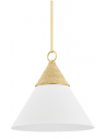 MICA Loftlampe i stål og raffia Ø45,7 cm 1 x E27 - Hvid/Natur/Antik messing