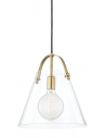 KARIN Loftlampe i stål og glas Ø32,4 cm 1 x E27 - Aldret messing/Klar