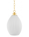 HILLARY Loftlampe i stål og opalglas Ø22,86 cm 1 x E27 - Aldret messing/Opalhvid