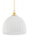 HILLARY Loftlampe i stål og opalglas Ø35,56 cm 1 x E27 - Aldret messing/Opalhvid