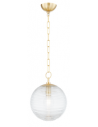 SARA Loftlampe i stål og glas Ø26,5 cm 1 x E27 - Aldret messing/Klar