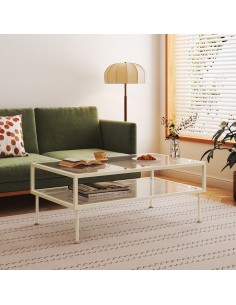 sofabord sidebord stuemøbler moderne design opbevaring hylde beige 2