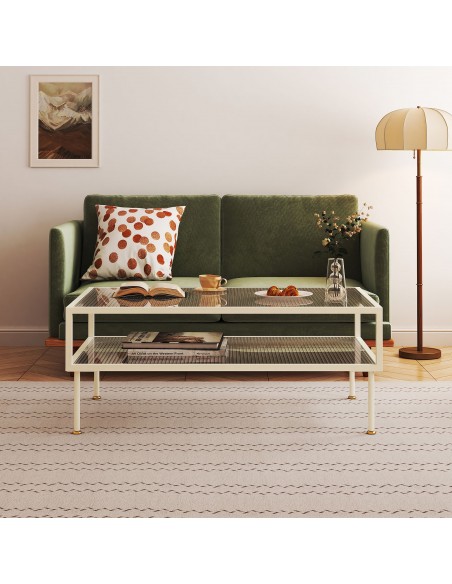 sofabord sidebord stuemøbler moderne design opbevaring hylde beige
