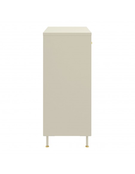 lavt vitrineskab vitrine beige stål metal skænk